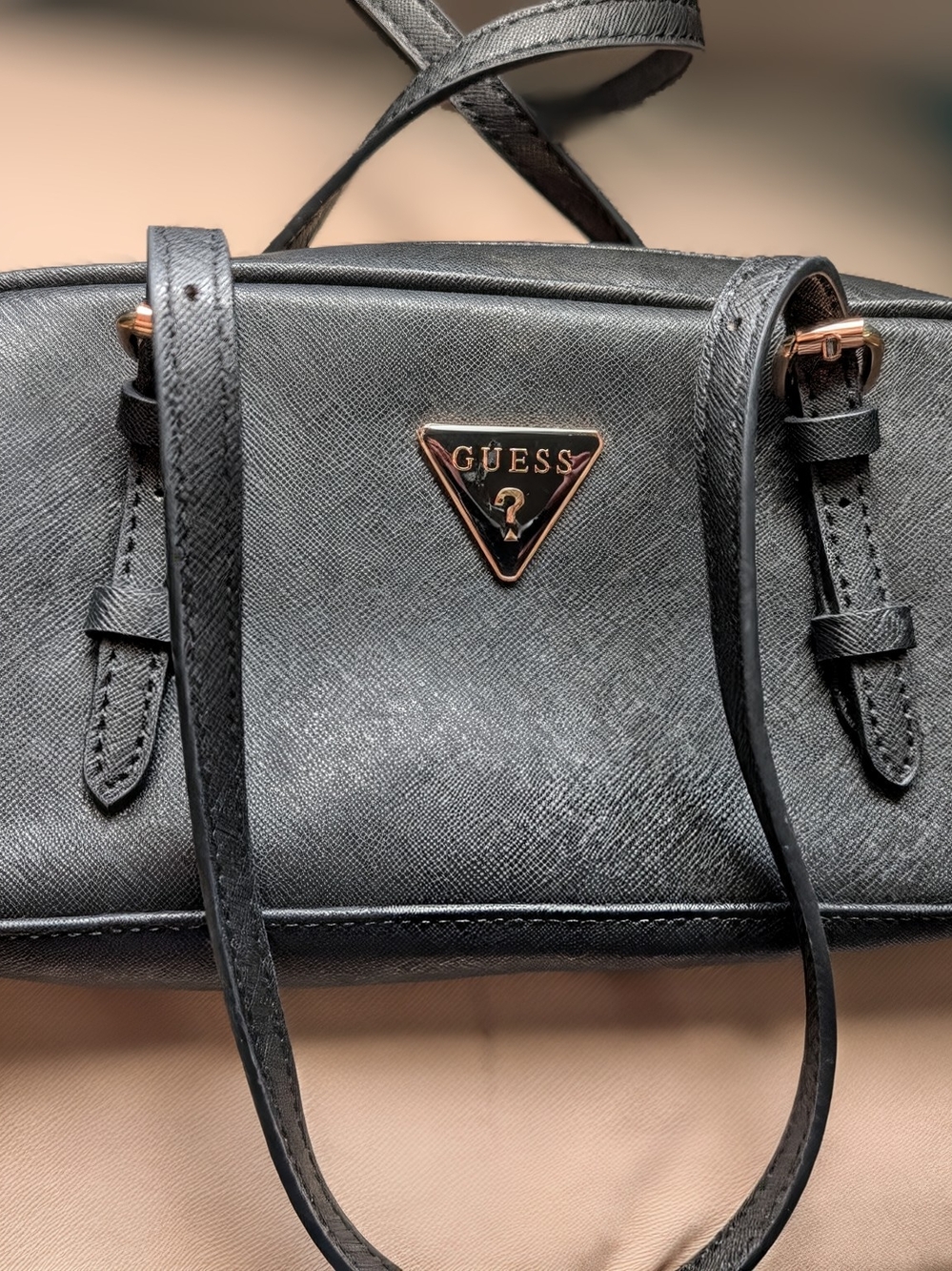 GUESS Black Saffiano Crossbody Bag